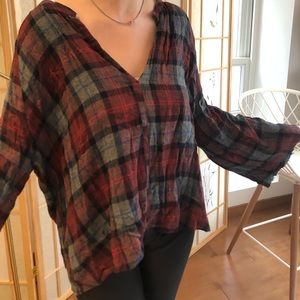 VINTAGE PLAID peasant top!
